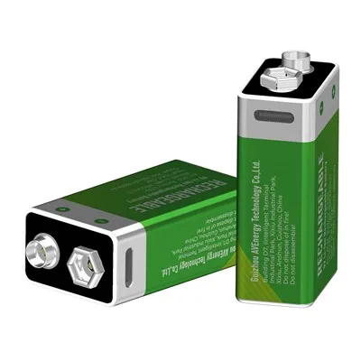 USB endurhlaðanleg 9 volta rafhlaða